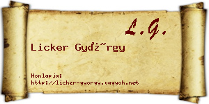 Licker György névjegykártya